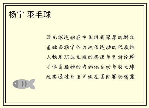 杨宁 羽毛球