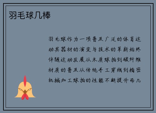 羽毛球几棒